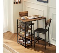 Homcom Industrial Bar Table Set With Storage And Padded Seats, Rustic Brown Brown One Size