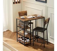 HOMCOM Industrial Bar Table Set with Storage & Padded Seats, Rustic Brown HOMCOM Brown