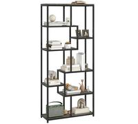HOMCOM Industrial Bookcase 7-Tier Bookshelf Shelving Unit Rustic Brown Black - Grey and Black