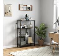 Homcom Industrial Bookshelf Bookcase W/ Open Shelves For Study Charcoal Grey