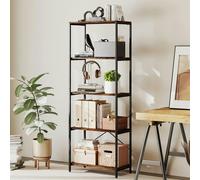 HOMCOM Industrial Bookshelf, Freestanding Bookcase, Dark Grey and Black - 79W x 35D x 161H cm - Rustic brown and Black