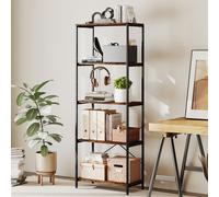 HOMCOM Industrial Bookshelf, Freestanding Bookcase, Rustic Brown and Black