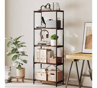 HOMCOM Industrial Bookshelf, Freestanding Bookcase, Rustic Brown and Black