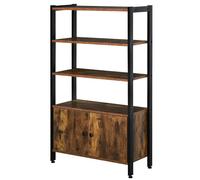 HOMCOM Industrial Bookshelf, Storage Cabinet with 3-Tier with Doors, for Home Of