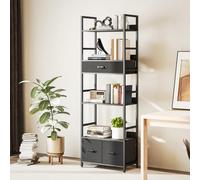 HOMCOM Industrial Bookshelf with 4 Shelves & 3 Fabric Drawers Grey HOMCOM Grey