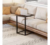 Industrial C-Shape Side Table with Steel Frame Foot Pads for Bedroom HOMCOM Brown One Size