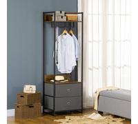 Industrial Clothes Rail Garment Rack with 2 Fabric Drawers Rustic Brown HOMCOM Dark Brown One Size