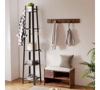 HOMCOM Industrial Coat Stand with 4 Storage Shelves & 8 Hooks in Grey HOMCOM Grey