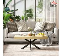 HOMCOM Industrial Coffee Table, End Table with Steel Frame, 110x60 x45cm - Natural wood finish