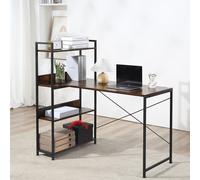 HOMCOM Industrial Computer Desk Home Office Table 4-Tier Storage Shelf Metal Frame in Black HOMCOM Black