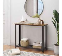 HOMCOM Industrial Console Table Entryway Table w/Bottom Mesh Shelf Metal Frame Vintage Sofa Table for Hallway, Living Room, Rustic Brown Brown