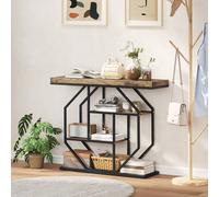 HOMCOM Industrial Console Table, Hallway Table with 4-Tier Shelves in Brown HOMCOM Brown