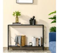 Homcom Industrial Console Table W/ Storage Shelf Black Metal Frame In Grey Grey