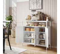 Homcom Industrial Kitchen Sideboard With Open Shelf & 2 Cabinets, White