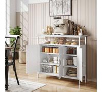 HOMCOM Industrial Kitchen Sideboard with Open Shelf & 2 Cabinets, White HOMCOM White