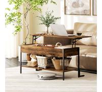 HOMCOM Industrial Lift Top Coffee Table with Storage Shelf Rustic Brown | TJ Hughes