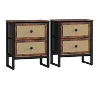 HOMCOM Industrial-Natural Bedside Table Set of 2 - Brown