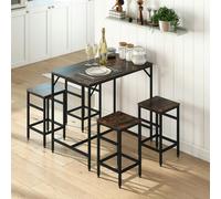Homcom Industrial Rectangular Dining Table Set With 4 Stools For Dining Room In Brown Brown