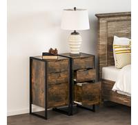 Homcom Industrial Set Of 2 3-Drawer Bedroom Chest Of Drawers, Brown