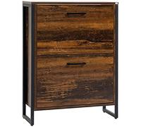 HOMCOM 2 Flip Door Shoe Cabinet with Divider for Entryway Rustic Brown - Rustic Brown
