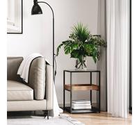 HOMCOM Industrial Side Table with 3-tier Storage Shelves for Living Room in Brown HOMCOM Brown