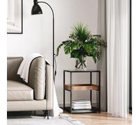 Homcom Industrial Side Table With 3-Tier Storage Shelves Rustic Brown