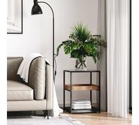 HOMCOM Industrial Side Table with 3-tier Storage Shelves for Living Room in Brown HOMCOM Brown