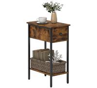 HOMCOM Industrial Slim End Table Nightstand for Small Spaces Rustic Brown
