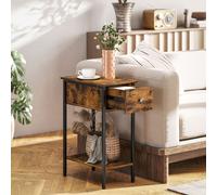 HOMCOM Industrial Slim End Table Nightstand for Small Spaces Rustic Brown, Brown