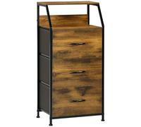 HOMCOM Industrial 3 Drawers Storage Cabinet W/ Display Shelves For Living Room, Brown