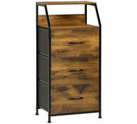 HOMCOM Industrial Storage Cabinet, Display Shelves, 3 Drawers, Rustic Brown | Fabric Chest of Drawers, Storage Unit, for Living Room