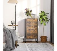 HOMCOM Industrial 3-Drawer Bedroom Chest of Drawers with Metal Frame, Brown