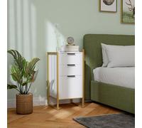 HOMCOM Industrial 3-Drawer Bedroom Chest of Drawers with Metal Frame, White, White