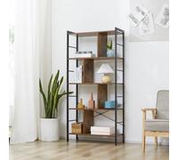 HOMCOM Bookcase Industrial 4 Shelves Rustic Brown/Black