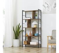 Homcom Bookcase Industrial 4 Shelves Rustic Brown/Black