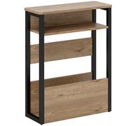 HOMCOM Industrial-Style Side Table - Black/Walnut Brown