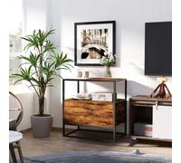 Homcom Industrial-Style Side Table W/ Drawer Open Shelf Steel Frame Base Retro