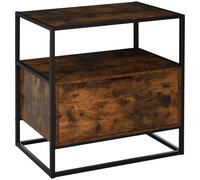 HOMCOM Industrial-Style Side Table w/ Drawer Open Shelf Steel Frame Base Retro
