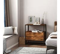 HOMCOM Industrial-Style Side Table w/Drawer Open Shelf Steel Frame Large Base Tw