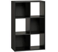 HOMCOM Industrial Style Storage Shelf, Bookcase, Bookshelf with 6 Compartments, for Living Room, Home Study, Black Wood Effect