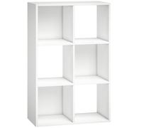 HOMCOM Industrial Style Storage Shelf, Bookcase, Bookshelf with 6 Compartments, for Living Room, Home Study, White Wood Effect