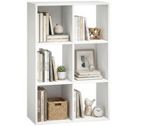 HOMCOM Industrial Style Storage Shelf with 6 Compartments White Wood Effect | Bookcase, Bookshelf, Freestanding Shelving Unit, Living Room, Home Study