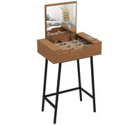 HOMCOM Industrial Vanity Desk with Mirror and Steel Legs Natural Wood Effect | TJ Hughes