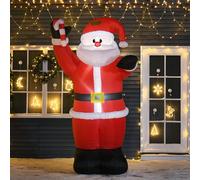 HOMCOM Inflatable Christmas Santa Claus Air Blown Decoration Yard for Lawn in White HOMCOM White