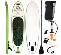 HOMCOM Inflatable Green & White Paddle Board | Surfboard With Paddle, Fix Bag, Air Pump, Fin & Backpack