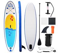 HOMCOM Inflatable Paddleboard: Adjustable Aluminium Paddle, Non-Slip Deck, Accessories & Carry Bag, Azure Aosom UK