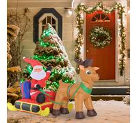 Homcom Inflatable Santa Claus W/ Sled and Reindeer