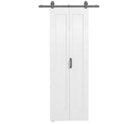 HOMCOM Internal Slide Door with Double-panel Construction, 70cm Modern Sliding Door Set Kit with Steel Rail, Sliding Barn Door, White Aosom UK