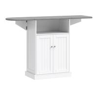 HOMCOM Ironing Board Cabinet on Wheels with Foldable Top, Mobile Storage Cabinet with Ironing Board, Open Compartment, White