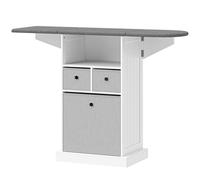 HOMCOM Ironing Board Cabinet on Wheels with Ironable and Foldable Top, Mobile Storage Cabinet with Ironing Board, White